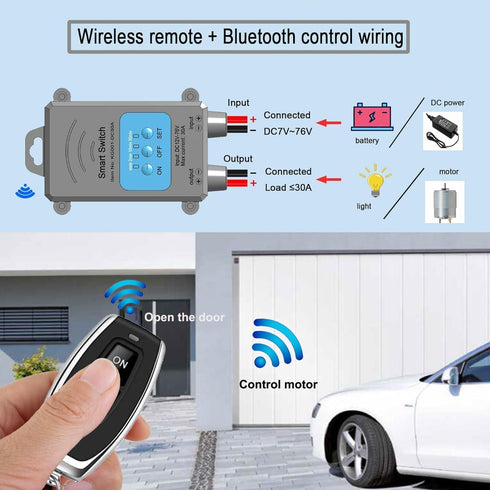 12V-72V 30A,High-Power Bluetooth Remote Control Switch DC Wireless Relay with Mobile Phone App Control,Intelligent