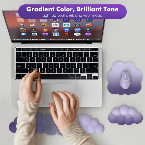 MoKo Cloud Wrist Rest, Ergonomic Cloud Keyboard Wrist Rest with Mouse Pad, Upgraded PU Leather Arm Rest for Office,