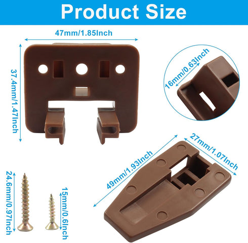 Waziaqoc 5 Set 1 Brown Plastic Replacement Drawer Guides, Slides Drawer Replacement Part Guides, for Dresser