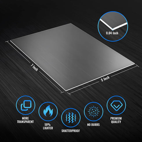 10 Pack of Acrylic Sheets 5x7-0.043" Thick Clear Extruded Plexiglass for Crafts, Picture Frame & DIY Projects