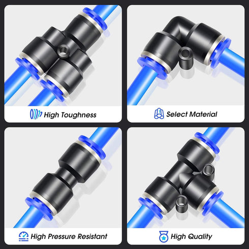 TAILONZ PNEUMATIC 16 Meter 50ft Blue Polyurethane PU Air Hose Pipe Tube Kit, 6mm OD 4mm ID