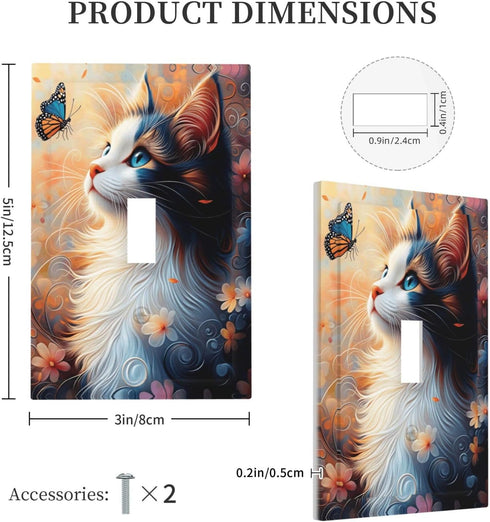 HTSAHKV 3 5 Inch Cat Butterfly Wall Plate Light Switch Cover Single Gang Outlet Faceplate Print Plate Cover X