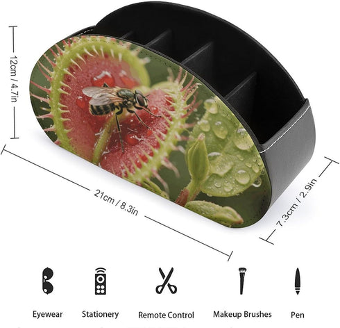 FekiLoot (5 Venus Flytrap Catching Remote Control Holder Leather Desk Storage Organizer Box Remote Caddy Makeup Brush