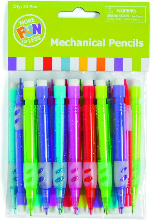 Fun Express Plastic Mini Mechanical Pencils, 24 Vibrant Colors, 3 3/4" Long, 0.7mm Lead (Not Included)