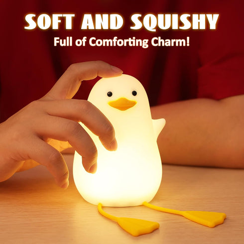 Dimmer Duck Night Light, Silicone Duck Lamp, Cute Bedside Duck Goose Funny Nightlight with and Timer for Room Decor