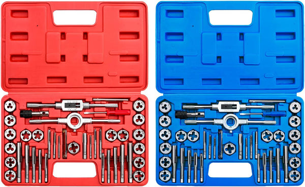 80-Piece Premium SAE and Metric Tap and Die Set - SAE #4 to 1/2” and Metric M3 to M12, Complete Threading Kit with