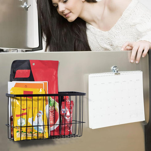dedoot Strong Magnetic Holder, Black Mesh Organizer Shelf Rack for Whiteboard, Fridge, Recipe, Beverage, Office File