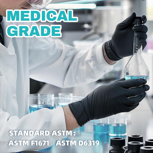 Medical Nitrile Exam Gloves, Powder-Free, Latex-Free, Non-Sterile, Food Safe, 4 mil, 100 Pcs