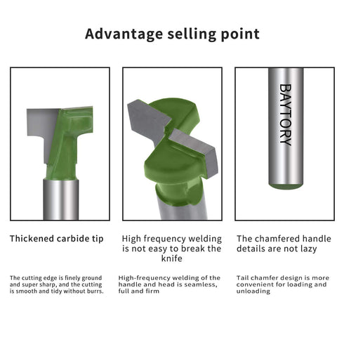 3Pcs Set, 1/4" Set -5/16 3/8 1/2 inch Set BAYTORY Keyhole Router Bits Shank Router Keyhole Bit & & Blade Diameter