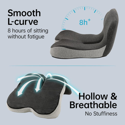KEZPO Orthopedic Seat Cushion, L-Shaped Ergonomic Memory Foam Back & Seat Support, Non-Slip Breathable Washable Cover