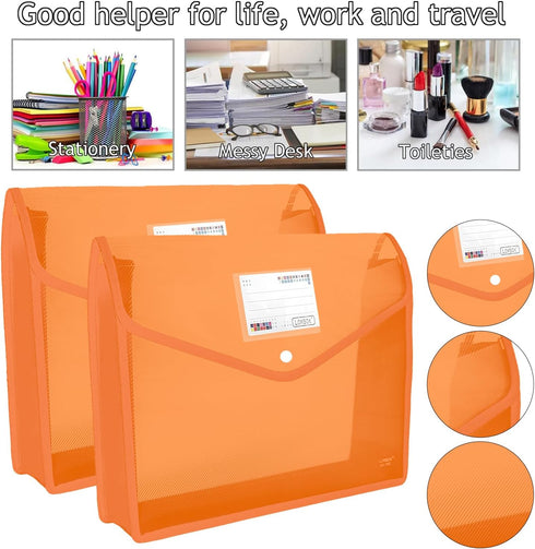 Plastic File Folders Legal Size, Expandable Document Folder with Snap Button Closure, 2 Packs