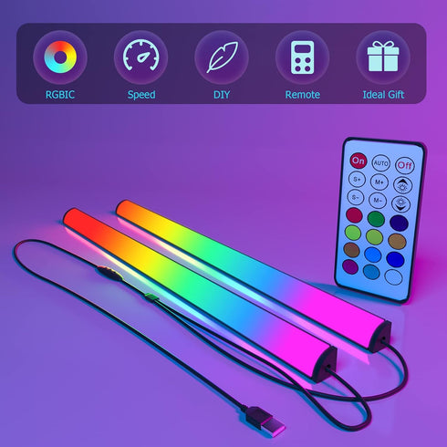 2-in-1 2 Setup, Under Monitor Light Bar, PCS Screenbar Light Desk Lamp Computer with Remote Controller Color Changing