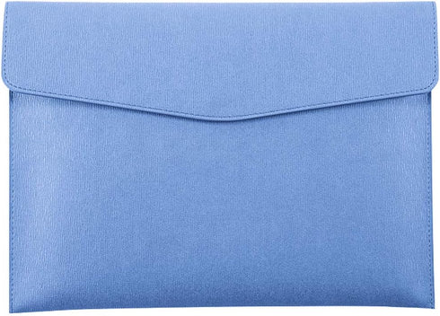 Enyuwlcm PU Leather A4 File Folder, Waterproof Portfolio Envelope Case with Snap Closure, Blue Color