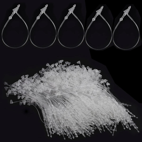 3" Plastic Fastener Clear Hang Tag Snap Lock Security Loop for Retail Store Clothing Price Tags (1000 Pcs)