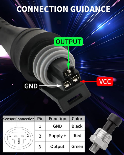 Ronybuy 150 1/8" -27 0-150 Psi Fuel Oil Pressure Transducer Sensor Sender NPT Thread with Harness Kit for Oil Fuel Air