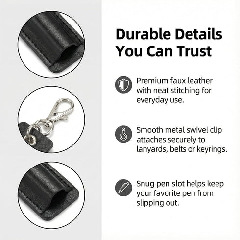 OUGOTHZ 2Pcs Pacpack Lanyard Pen Holder, Portable Badge Pen Holder Keychain, Leather Anti-lost Pen Protector for Neck