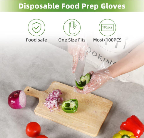 100 pcs Plastic Disposable Gloves,Disposable Gloves, One Size Fits Most