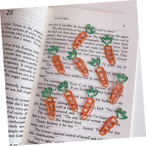 STOBOK 9pcs Carrot Paperclip, Fun Cartoon Paper Clips, Decorative Small Binder Clips, Mini Paper Fruit Decor