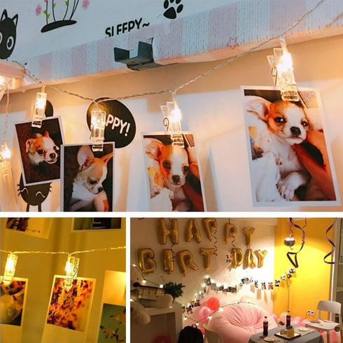 50LED 8 Dimmable 17FT Decute Photo Clips String Lights Holder Timer Function Modes with Remote, Fairy Starry Lights