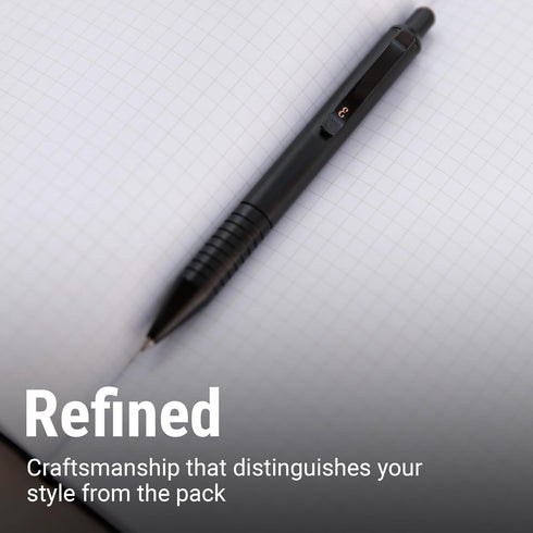 Everyman Black Grafton Mini Click Pen, Refillable Pocket-Size Metal Writing Pen, Versatile EDC Gift for Office and