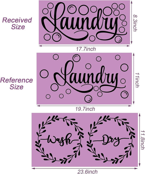 Zonon Laundry Room Decor Decal, Vinyl Wall Decals Quote Wash Dry Sticker for Home Apartment Washing Machine Dryer
