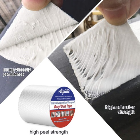 Waterproof Butyl Tape 4" W X 16'L, for leaks, RV Repair, Boat and Pipe Sealing, Patching and Gutter Repair