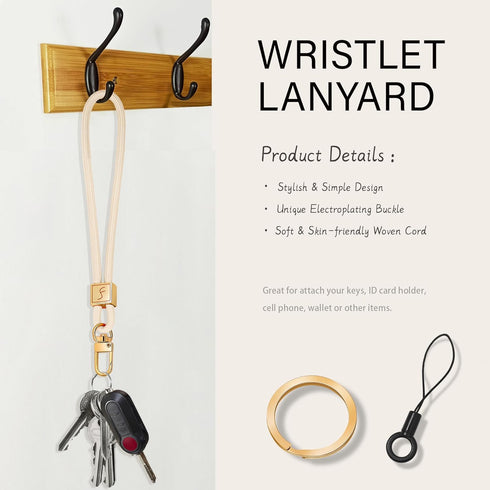 Cute Keychain Wristlet Lanyard, Fishent Upgraded Woven Strap for Keys, ID Badges, Wallet Phone (Starlight)