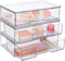 Vtopmart 12''W Clear Stackable Storage Drawers, 3 Pack Acrylic Plastic Organizers for Makeup Palettes, Bathroom, Desk