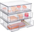 Vtopmart 12''W Clear Stackable Storage Drawers, 3 Pack Acrylic Plastic Organizers for Makeup Palettes, Bathroom, Desk