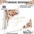 50 Pack 4 6 Inch Whaline Boho Floral Thank You Cards Boxed Retro Flower Note Cards with Envelopes Stickers Fall Blank