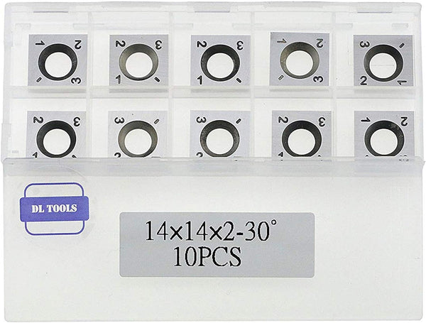 DLtools 14mm Square Straight Tungsten Carbide Insert (14X14X2.0)-4 Edges for Wood Working Spiral/Helical Planer Cutter