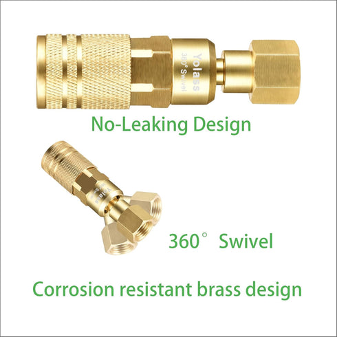 Yolass 8Pcs 1/4”NPT 360°Swivel Brass Rotary Coupler, 1/4”NPT Air Hose Fittings, Quick Connection Fittings