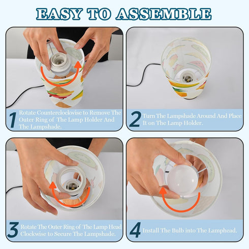 MOOCG 3 Dimmable Fruit Ice Cream Touch Control Table Lamp with Fabric Shade, Color Temperatures LED Desk Lamp, Eye