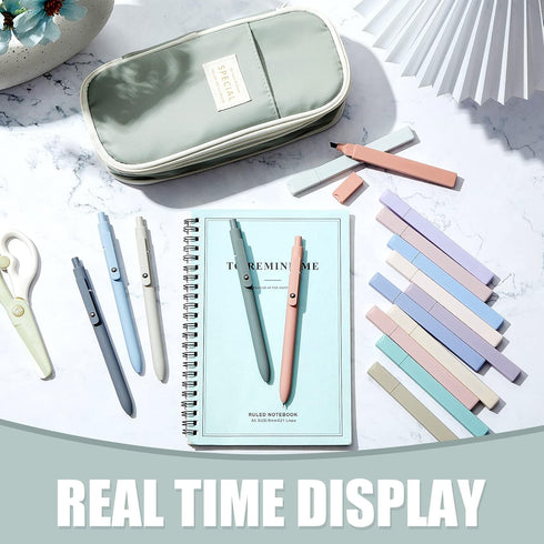 Henoyso 18 Pcs Aesthetic Bible Study Supplies, Big Capacity Pen Bag with Zipper, 12 Pcs Chisel Tip Highlighters
