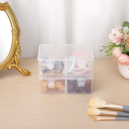 BTSKY 4 Pack Photo Storage Boxes for 4"x6" Pictures, Greeting Card Organizer with Removable Divider for Craft Storage