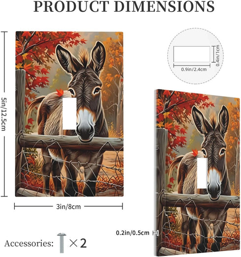 HTSAHKV 3 5 Inch Autumn Farm Donkey Wall Plate Light Switch Cover Single Gang Outlet Faceplate Print Plate Cover X