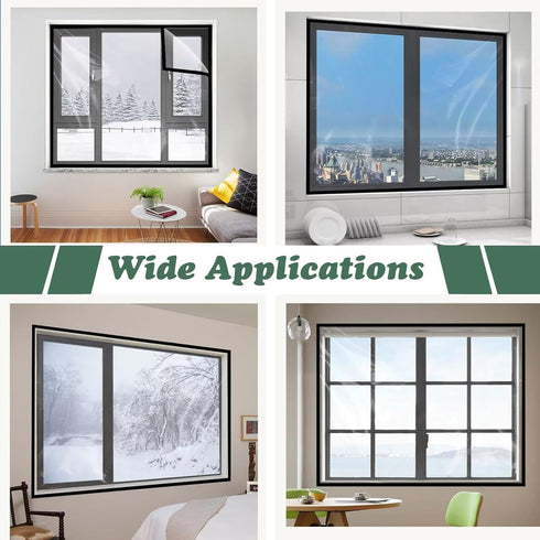 VOLLENC 160x190cm Window Insulation Kit with Magic Tape Window Insulation Black Insulating Film Window for Home Office