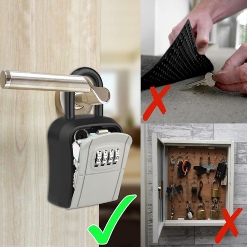 Key Lock Box, Portable Lockbox for House Key, 4 Digit Combination Key Safe Storage, Waterproof Wall Mounted