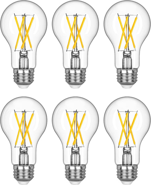 EDISHINE 6 Pack LED Edison Bulbs, A19 Dimmable, 800LM, 4000K Cool White Light, E26 Base, 8W Equivalent 60W