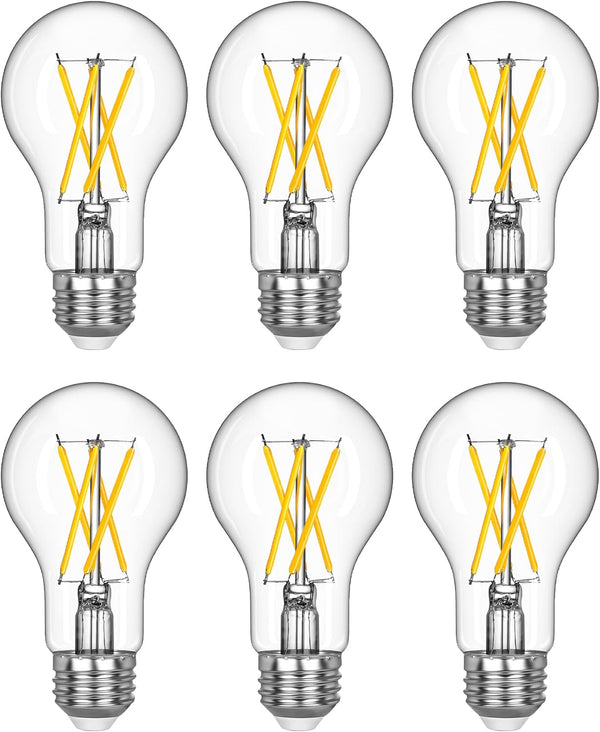 EDISHINE 6 Pack LED Edison Bulbs, A19 Dimmable, 800LM, 4000K Cool White Light, E26 Base, 8W Equivalent 60W