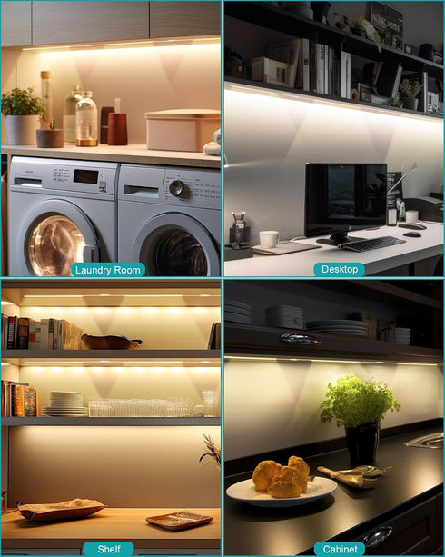 3 12 Inch 3 Counter Dimmable Closet, JUSJUBR Under Cabinet Lighting Plug in, Pcs Color Temperature Under Lights