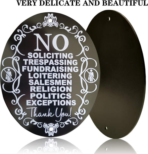No Soliciting Sign for Home - No Trespassing Aluminum 5" X 4" Laser Engraving, Anodized Aluminum, Never Change Color
