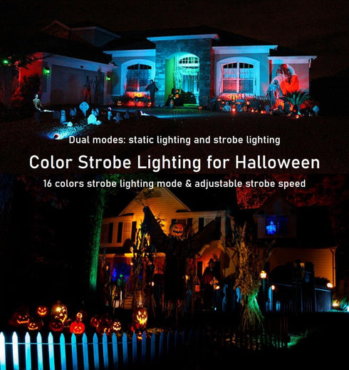 25W 120V 25W Color LED Outdoor Landscape Spotlight with Strobe Lighting - Waterproof RGB Spot Lights for Yard Tree