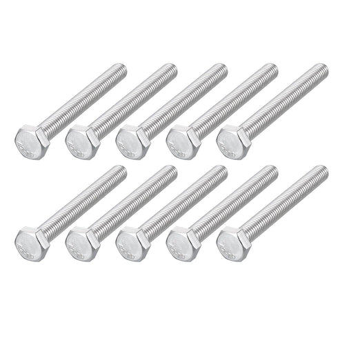 Hex Bolts (M8-1.25x70mm) 10Pcs, 304 Stainless Steel Coarse Fully Threaded Hex Head Screw Bolts for Furniture