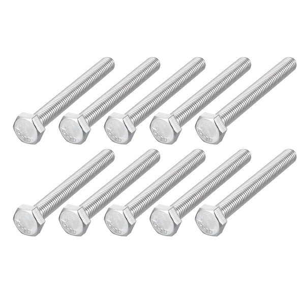 Hex Bolts (M8-1.25x70mm) 10Pcs, 304 Stainless Steel Coarse Fully Threaded Hex Head Screw Bolts for Furniture