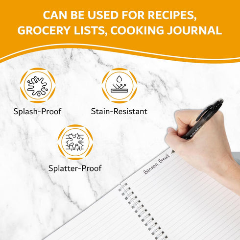 Waterproof Cooking Notebook, Grocery Lists or Recipe Book, 50 Sheets/100 Pages, 8.3 inches x 6 Inches