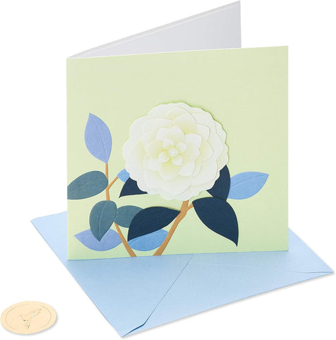 Papyrus Blank Card with White Rose Design