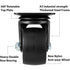 Finnhomy 3 Inch Caster Wheels Set of 4, Heavy Duty Low Profile Plate Swivel Casters, Black