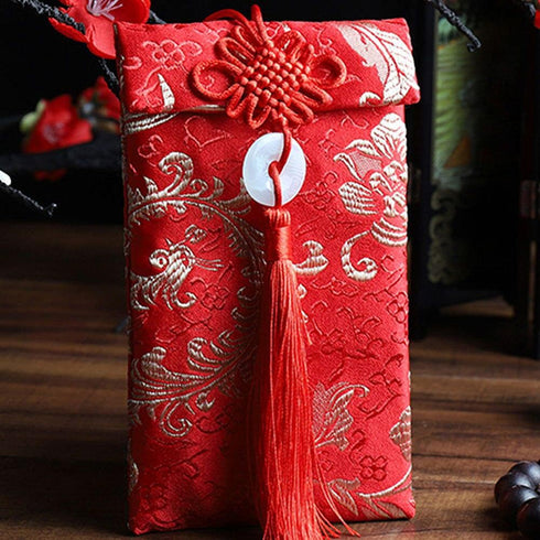 Chinese Silk Red Envelopes, Gift Bags for Lucky Money, Spring Festival, Birthdays, Weddings (A)