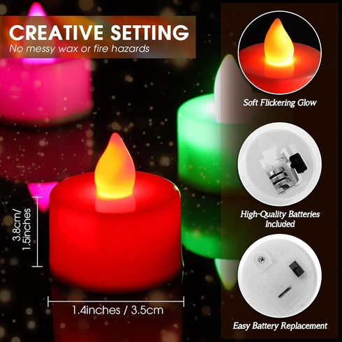 72 Pack Coume Flameless Tea Light Candle Wedding Flameless Flickering LED Battery Operated Candle for Sweetest Day